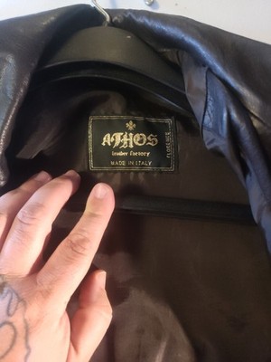 Athos Leather Men's Jacket Brown Size 40 Made In Italy Button Up Long Sleeve