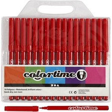 Colortime Drawing pens, red, One Size