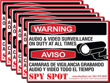 Audio Video Surveillance Warning Sticker 6 Pack 4"X3" CCTV Security Camera N