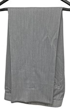 Men's Gray Solid Flat Front Adjustable Waist Straight Leg Suit Pants