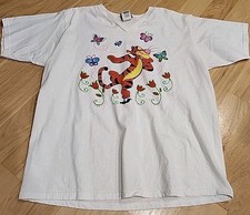 VTG 00s Walt Disney Winnie The Pooh Double Sided Tigger VNeck TShirt Size XL Euc
