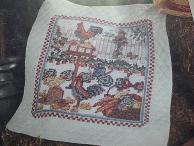 Lap Quilt Kit BARNYARD SAMPLER Prequilted Includes Floss Herrschners