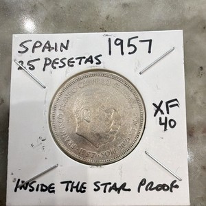 Spain 25 Pesetas 1957 (*57) 25 PTAS Copper-Nickel Coin KM#781