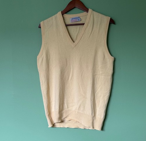 Ballantyne, VTG Ballantyne 100% Cashmere Soft Yellow Vest 42