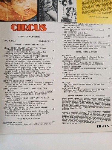 Nov. 1973 Circus Magazine ZZ Top/Led Zeppelin Rock Music Mag w/poster - Picture 4 of 12