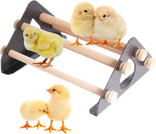 Baby Chick Perch, Durable Metal Stand with Natural Wooden Roosting Bars for Coop