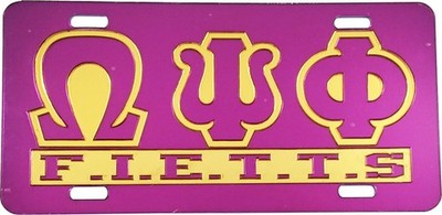 Omega Psi Phi F.I.E.T.T.S. Insert Outline Mirror License Plate [Purple/Purple...