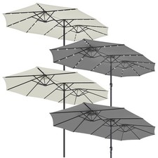 Sonnenschirm Marktschirm Gartenschirm mit Handkurbel LED XXL Doppelsonnenschirm