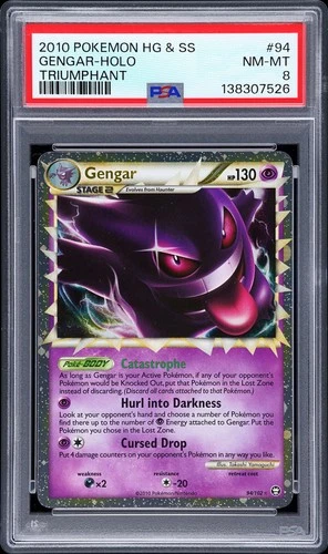 2010 POKEMON HEARTGOLD & SOULSILVER TRIUMPHANT #94 GENGAR-HOLO PSA 8