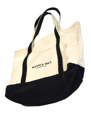 Organic Cotton Mart Extra Large Canvas Tote Bag Kahala MKT Black & Tan Bag