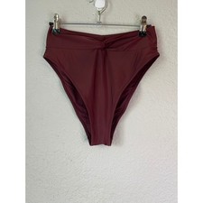 Aerie High Cut Cheeky Bikini Bottom Swimsuit Burgundy Medium M