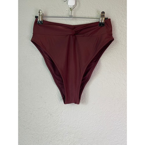 Aerie High Cut Cheeky Bikini Bottom Swimsuit Burgundy Medium M
