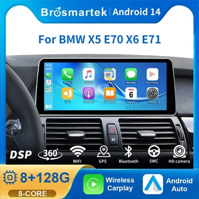 Für BMW X5 E70 X6 E71 CIC 12.3" Android 14 Autoradio CarPlay 8+128GB DAB+ 4G LTE - Bild 1 von 4