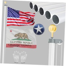 Heavy Duty Flag Pole -12 Gauge Extra Thick Aluminum 25FT White-Thicken-25FT