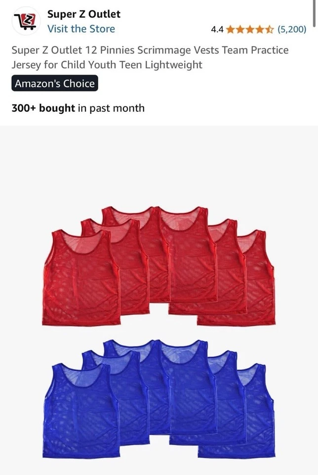 12 Pack Pinnies Team Practice Vests for Child Youth Teen Adult, Mesh Scrimmage J - Image 2 of 4