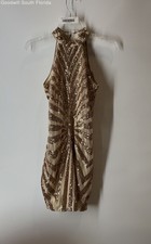 Fashion Nova Womens Gold-Tone Halter Neck Sheath Dress Size S w/ Tags