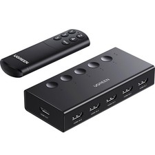 HDMI Switch 5 in 1 Out 4K 60Hz, HDMI Splitter with Remote 5 Port Switcher Selec