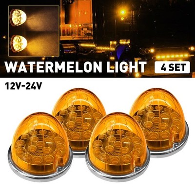 4PCS Amber LED Watermelon Light Indicator Side Marker Clearance Lamp DC 12-24V