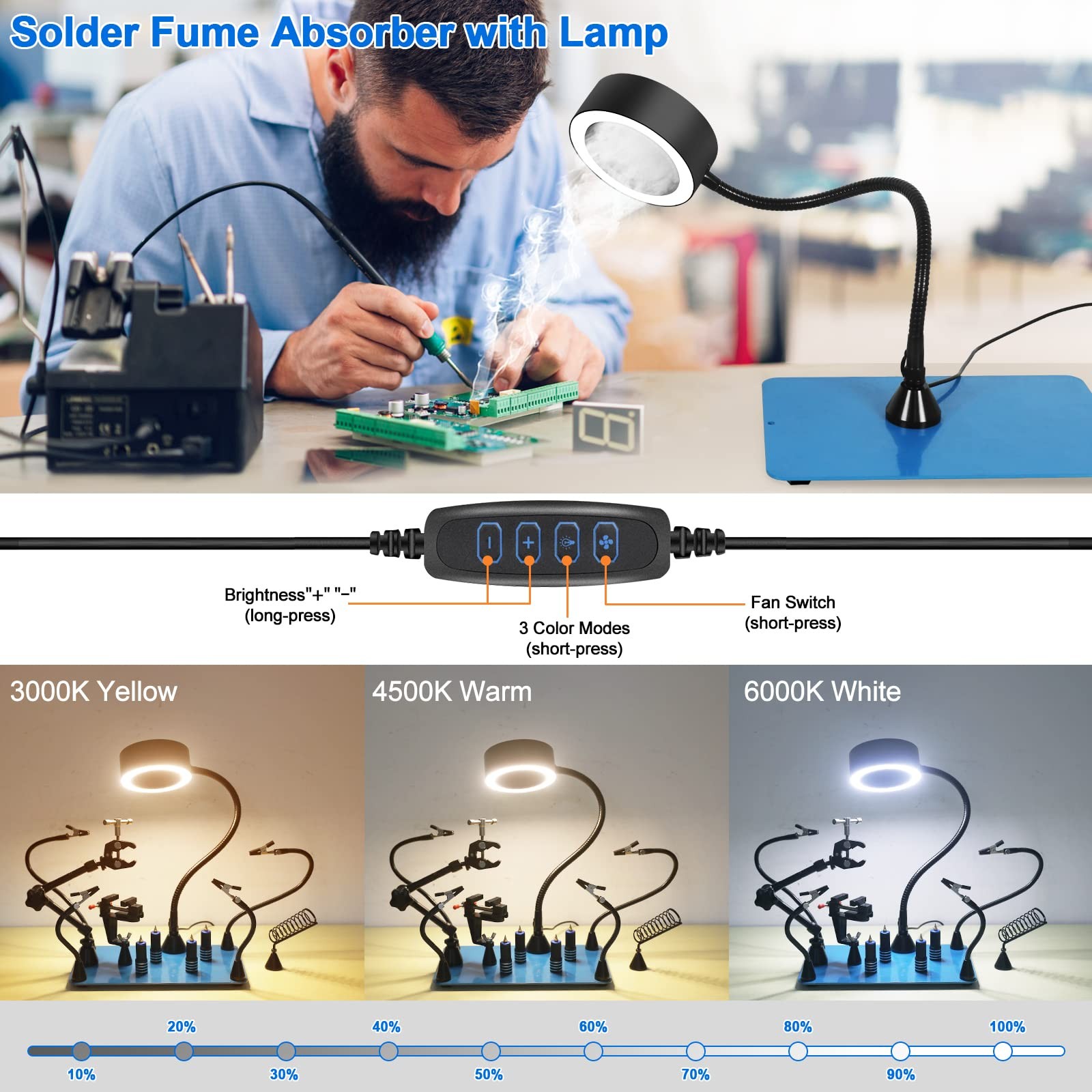 Magnetic Helping Hands Soldering Third Hand Tools with Solder Fume Extractor ...