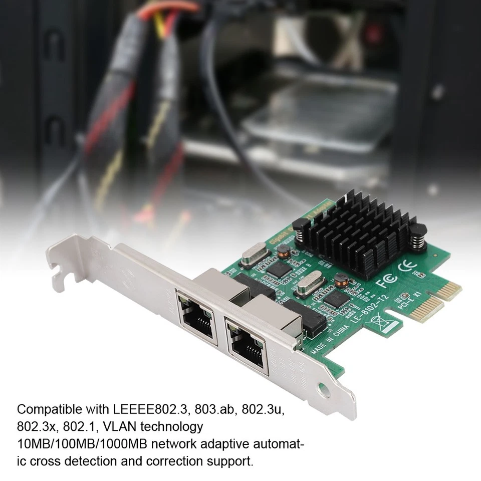 ㄧ10/100/1000Mbps RJ-45*2 Dual Port PCI-Ex1 GigabiT Network Card For 8102-T2 - Image 4 of 4