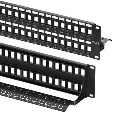 Cable Matters Rackmount or Wall Mount 2U 48 Port Keystone Patch Panel with Cable