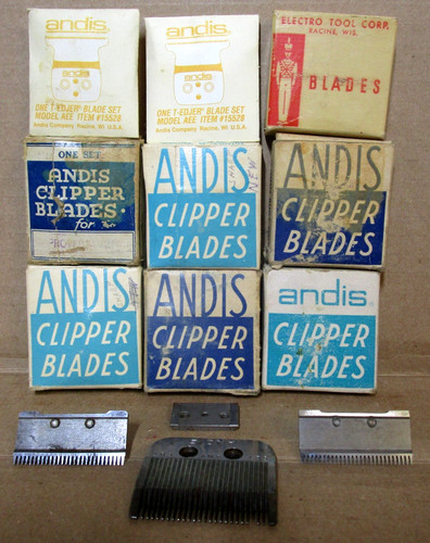 Lot of 9  Vintage  Andis  Detachable Barber Clipper Blades - Pre-Owned - + BONUS