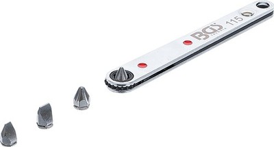 BGS 115 | Spezial Bit Ratsche | extra dünn | 6,3 mm 1/4'' Antrieb | inkl. 4 Spec...