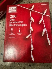 NIB - Brand New - 200 bulb Clear Incandescent Mini Icicle Christmas Lights