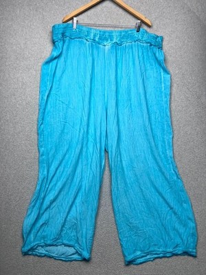 Torrid Sleep Pants 6X Aqua Blue Crinkle Gauze Wide Leg Pajama Lounge Coastal