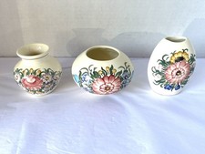 3 Vintage Z F Kolo Peint A La Main Art Pottery Floral Vases Made In Poland