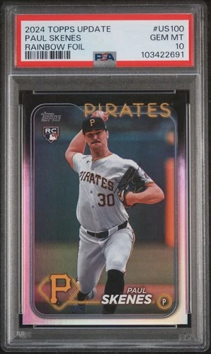 Paul Skenes - 2024 Topps Update - Rookie #US100 - Rainbow Foil - PSA 10 GEM