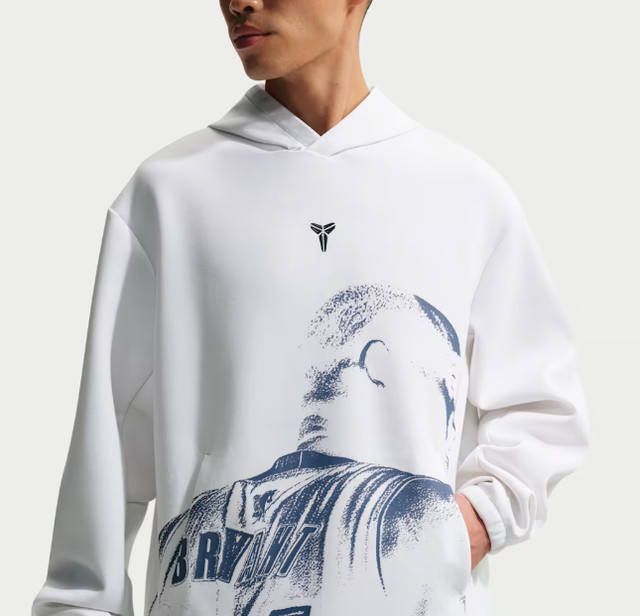 Nike Kobe Mens Dri-FIT Fleece Pullover Basketball Hoodie White Black IQ0950-100