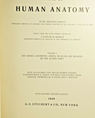 Atlas of Human Anatomy Volume I, by Dr Sobotta and Dr McMurrich, 1939 5th ED FN - Picture 5 of 9