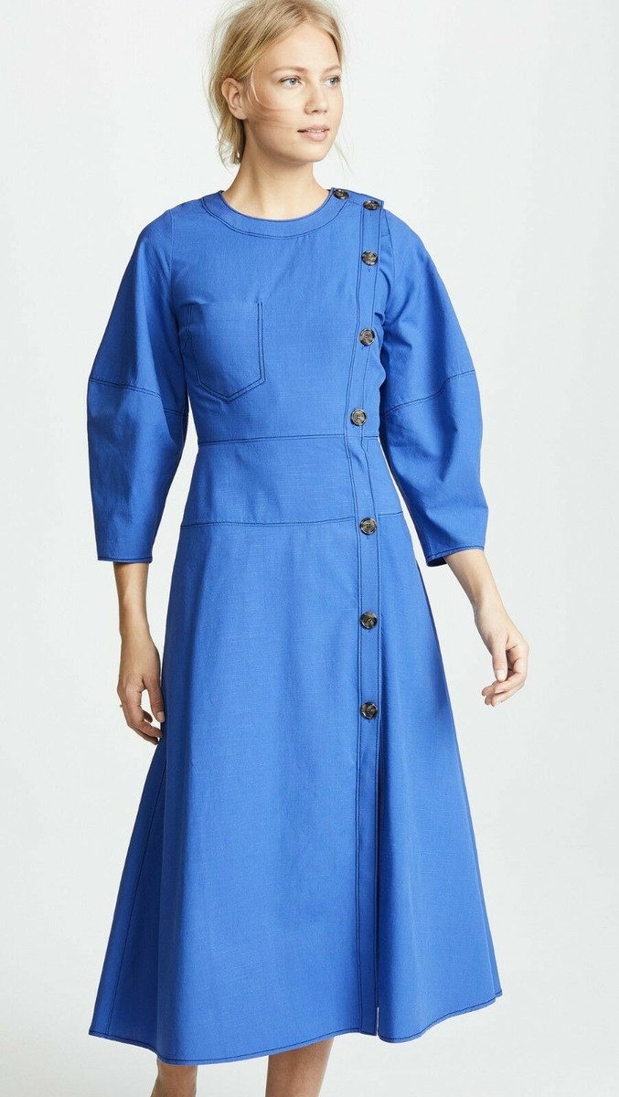 REJINA PYO LINEN MICHAELA BUTTON FRONT COTTON POCKET MIDI MAXI