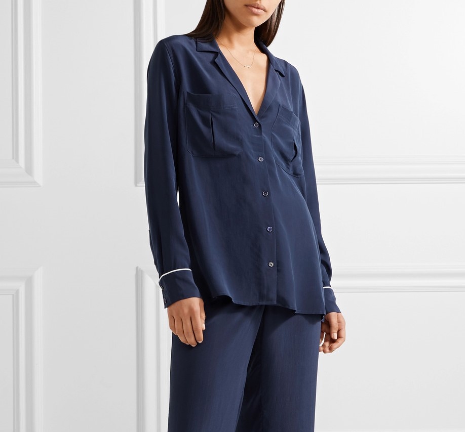 Sonny Silk Shirt Pajama Top Atlantic Deep (navy) Size Xs,s,m