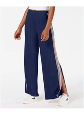 Ultra Flirt by Ikeddi Juniors' Striped Split Wide-Leg Pants Blue Size L #RK46454