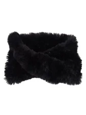 Surell Women's Faux Fur Stretch Knit Infinity Loop Scarf (O/S, Black)
