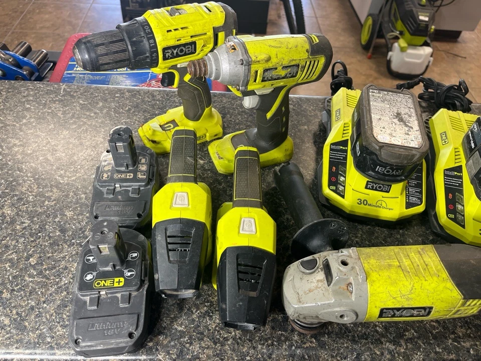 USED RYOBI 18V 5PC Cordless Cordless COMBO TOOL SET Drill Light (QUI003192) - Image 2 of 4