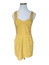 Urban Outfitters Womens Angelique Stretch Linen Bustier Mini Dress Size 6 Yellow