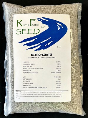 Crimson Clover Dixie Red food plot pollinator and cover crop 5 lbs. Nitro-Coat 