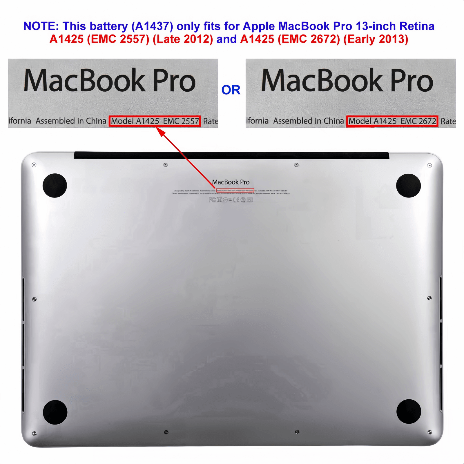 New OEM Genuine A1437 Battery for MacBook Pro 13 inch A1425 Retina L ...