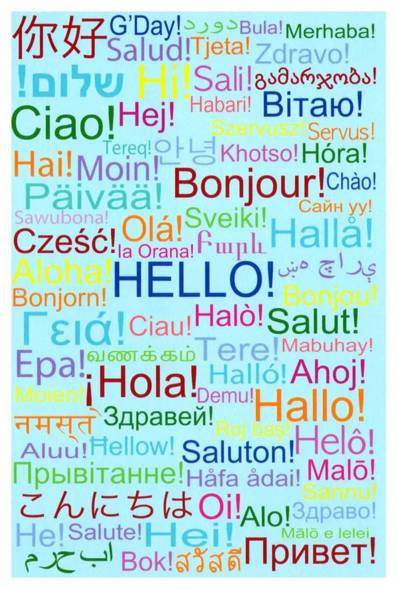 postcard Continental Note Card Saying Hello in different languages A4742 |  eBay