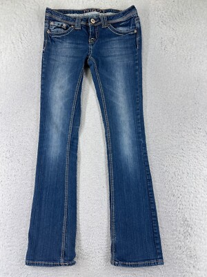 Rue21 Pants Womens 1 Blue Denim Jeans Slim Boot Cotton Blend Embroidered 27x31