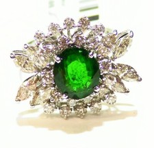 5.50CT 18K Gold Natural Tsavorite Garnet Diamond Engagement Ring Vintage Deco 