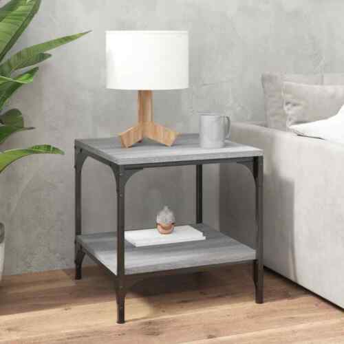 Stylish Grey Sonoma Coffee Table Engineered Wood Sturdy Steel Frame Storage - Picture 1 of 8