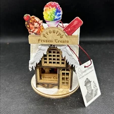 Old World Ginger Cottages Wooden Ornaments #80043 Frosty's Treat Shop, 4.75" NIB