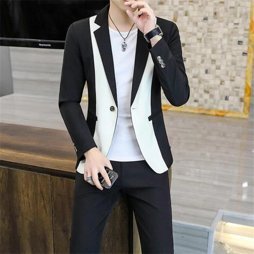 Men 2 Pcs Slim Fit Sets Coats Tuxedos Groom Groomsman Suits Formal Work Casual - Picture 1 of 10