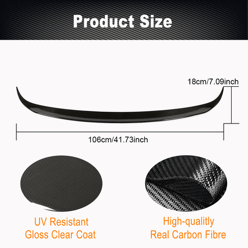 Fit for Tesla Model X Sedan 2016-2023 REAL Carbon Rear Wing Boot Trunk Spoiler - Picture 8 of 12