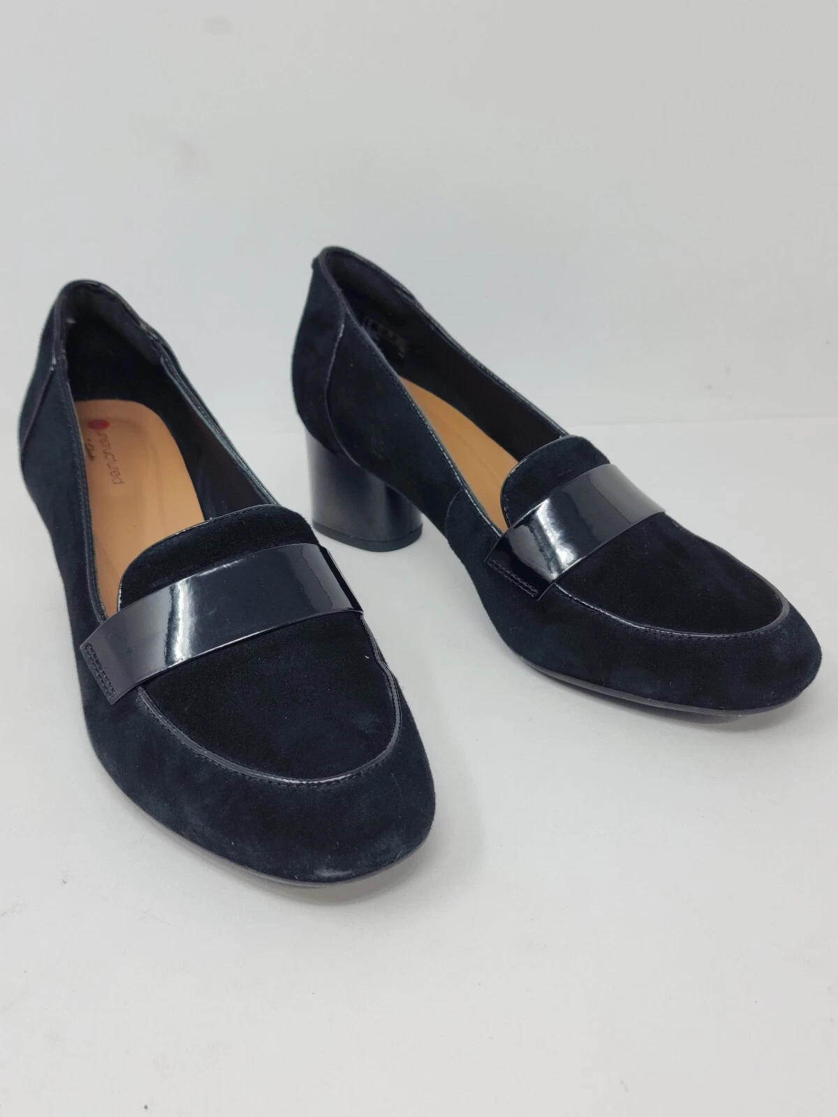 Mocassini Unstructured by Clarks Un Cosmo Way donna 7 5 neri tacco a pompa comodi