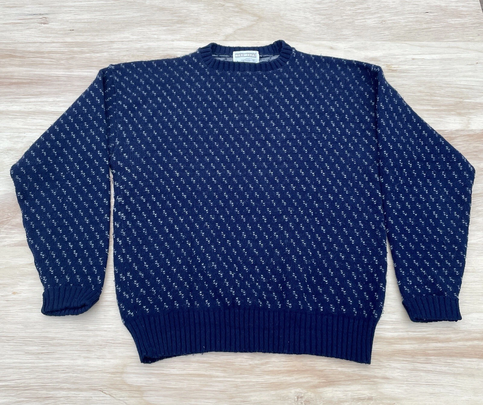 Vintage Lord Jeff Knit Sweater Men's Blue Size Large L Made in USA Cozy Warm